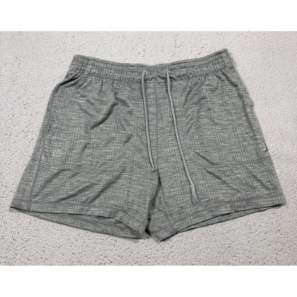 Nike Yoga Shorts Mens Medium Gray Jersey 5 Inseam Athletic Drawstring FB7786-065